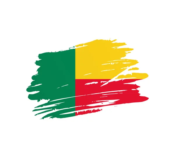 Прапор Бенін Національний Векторний Прапор Країни Трактується Грандж Штрихування Подряпин — стоковий вектор