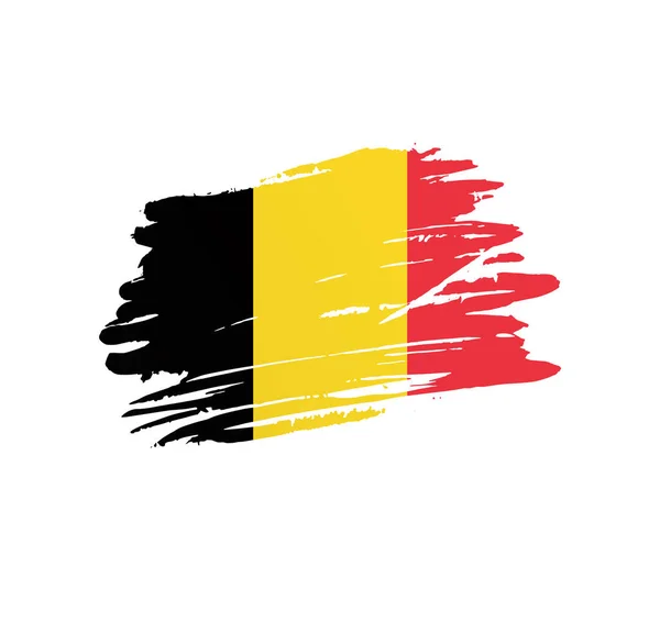 比利时的国旗 国家矢量国旗在刺痛的刷子笔划中飘扬 — 图库矢量图片