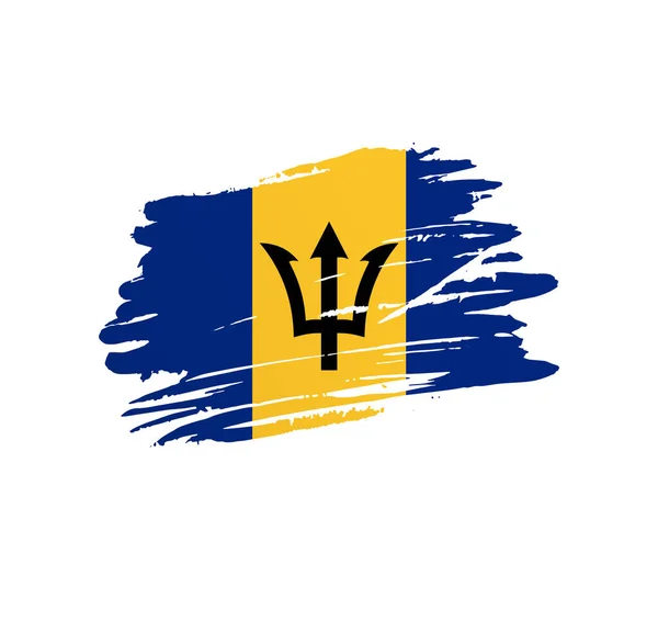 Bandeira Barbados Bandeira País Vetor Nação Trextured Grunge Arranhado Pincel —  Vetores de Stock