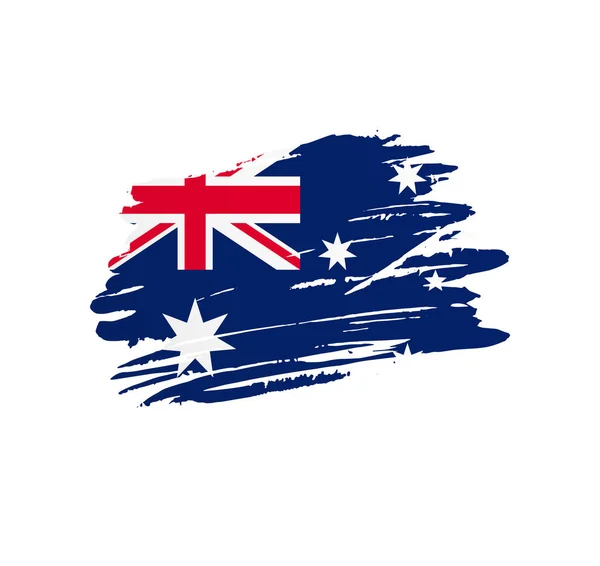 Drapeau Australie Drapeau Pays Vecteur Nation Trextured Grunge Scratchy Brush — Image vectorielle