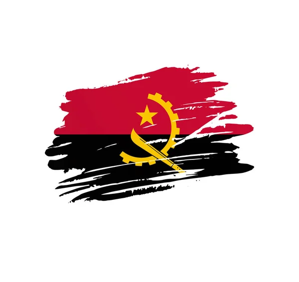 Angola Bandera Nación Vector País Bandera Trextured Grunge Golpe Cepillo — Archivo Imágenes Vectoriales