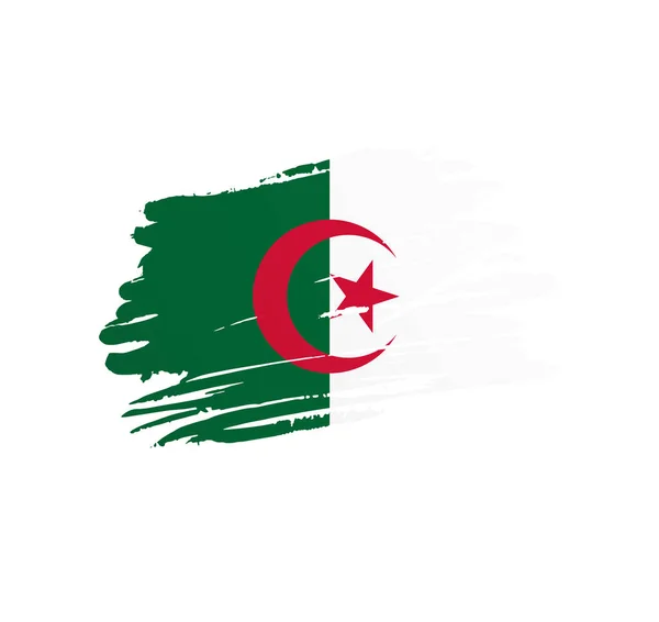 Σημαία Αλγερίας Χώρα Διάνυσμα Σημαία Trextured Grunge Scratchy Πινέλο Εγκεφαλικό — Διανυσματικό Αρχείο