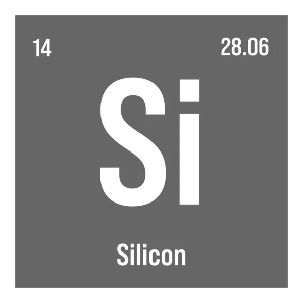 Silicium Élément Tableau Périodique Avec Nom Symbole Numéro Atomique Poids — Image vectorielle