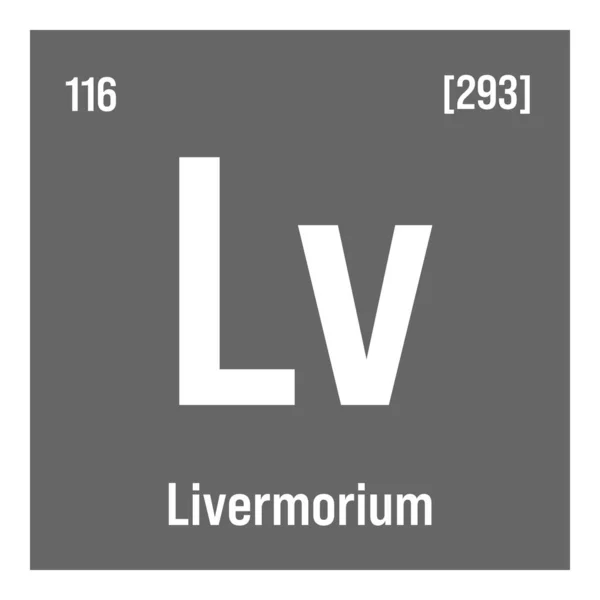Livermorio Elemento Tavola Periodica Con Nome Simbolo Numero Atomico Peso — Vettoriale Stock