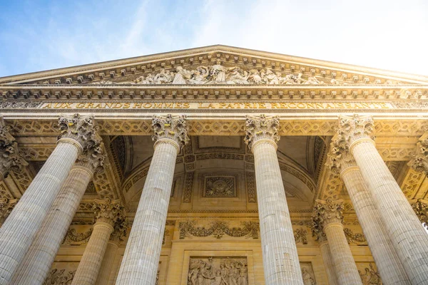 Front Över Tympanum Och Massiva Antika Kolumner Pantheon Paris Frankrike — Stockfoto