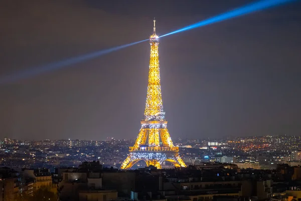 Paris France April 2023 Panoramatic Cityscape Paris Illuminated Eiffel Tower — Stock Photo, Image