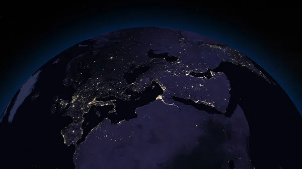 Der Planet Erde Konzentrierte Sich Bei Nacht Auf Europa Erleuchtete — Stockfoto