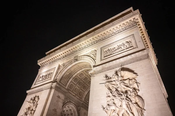 Geceleyin Paris Fransa Dan Zafer Takı Nın Detaylı Görüntüsü — Stok fotoğraf