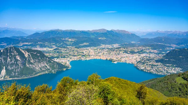 Jezioro Lugano Włoskie Lago Lugano Lugano Widok Balkonu Włoch Górze — Zdjęcie stockowe