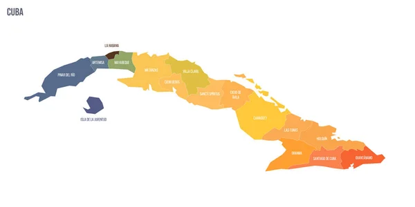 Cuba Political Map Administrative Divisions Provinces Colorful Spectrum Political Map — Stock Vector