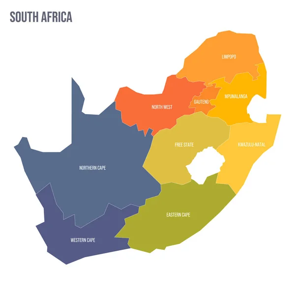 Південно Африканська Політична Карта Адміністративних Одиниць Провінцій Барвиста Спектральна Політична — стоковий вектор