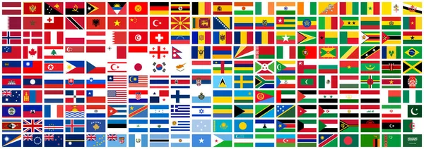 Raccolta Bandiere Mondiali Tutti Paesi Sovrani Alcuni Altri Territori Bandiere — Vettoriale Stock