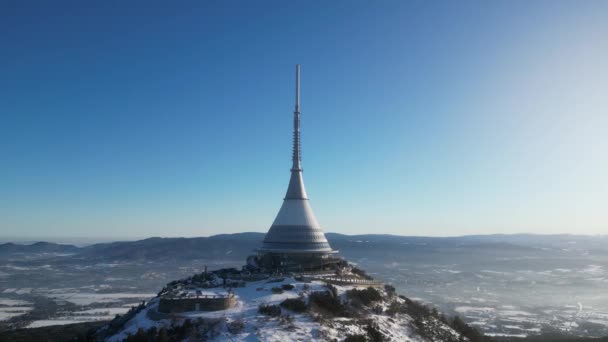 Circling Jested Mountain Sunny Winter Day Aerial Footage Drone Flight — Video Stock