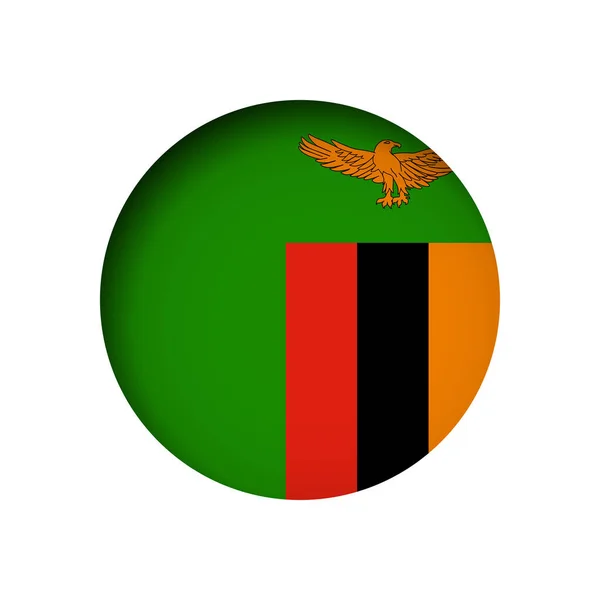 Zambia Flagga Bakom Den Skurna Cirkeln Pappershål Med Inre Skugga — Stock vektor