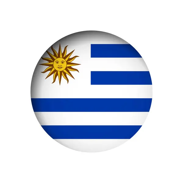 Bandiera Uruguay Dietro Buco Carta Cerchio Tagliato Con Ombra Interna — Vettoriale Stock
