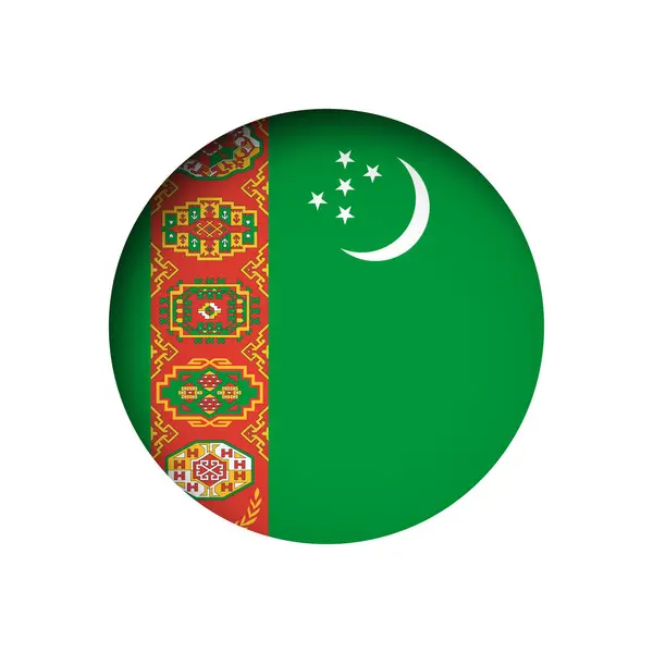 トルクメニスタンの旗 内側の影でカットされた円の紙の穴の背後 — ストックベクタ