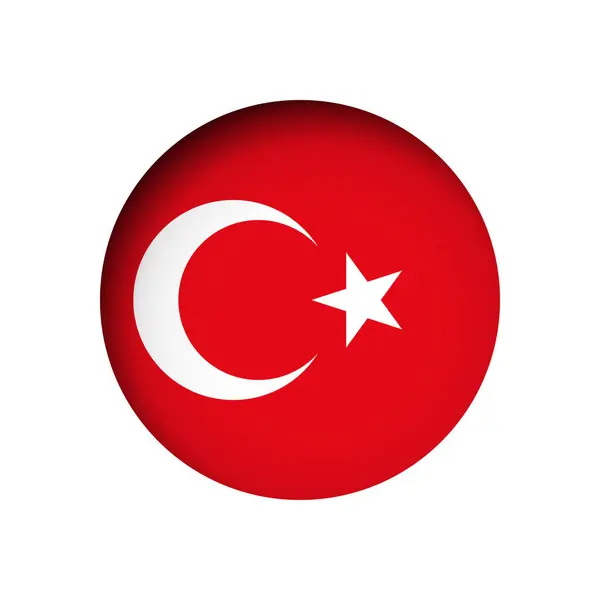 Bandeira Turquia Atrás Buraco Papel Círculo Corte Com Sombra Interna — Vetor de Stock