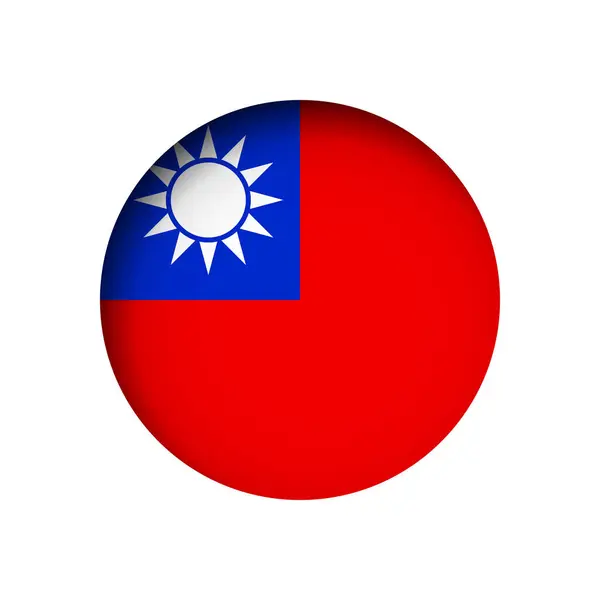 Tayvan Bayrağı Kesme Çemberinin Arkasında Gölgesi Olan Kağıt Deliği — Stok Vektör
