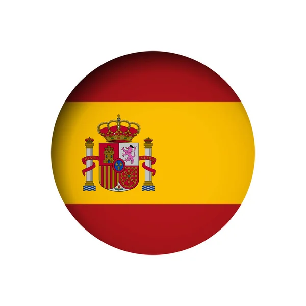 Bandeira Espanha Atrás Buraco Papel Círculo Corte Com Sombra Interna — Vetor de Stock
