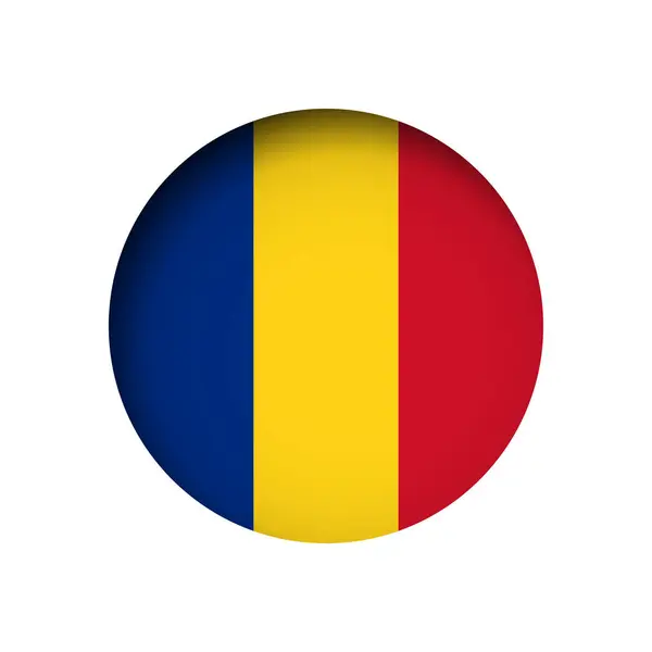 Romania Flag Cut Circle Paper Hole Inner Shadow — Stock Vector