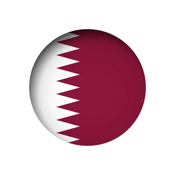 Bandera Qatar Detrás Del Agujero Papel Círculo Cortado Con Sombra — Vector de stock