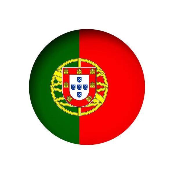 Portugal Flag Cut Circle Paper Hole Inner Shadow — Stock Vector