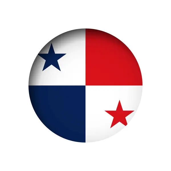 Panamská Vlajka Broušeným Kruhem Papírová Díra Vnitřním Stínem — Stockový vektor