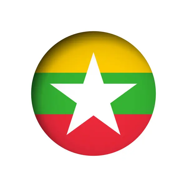 Σημαία Μιανμάρ Πίσω Από Κομμένο Χαρτί Κύκλο Τρύπα Εσωτερική Σκιά — Διανυσματικό Αρχείο
