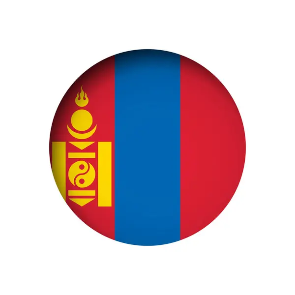 Флаг Монголии Вырезанным Кругом Бумажным Отверстием Внутренней Тенью — стоковый вектор