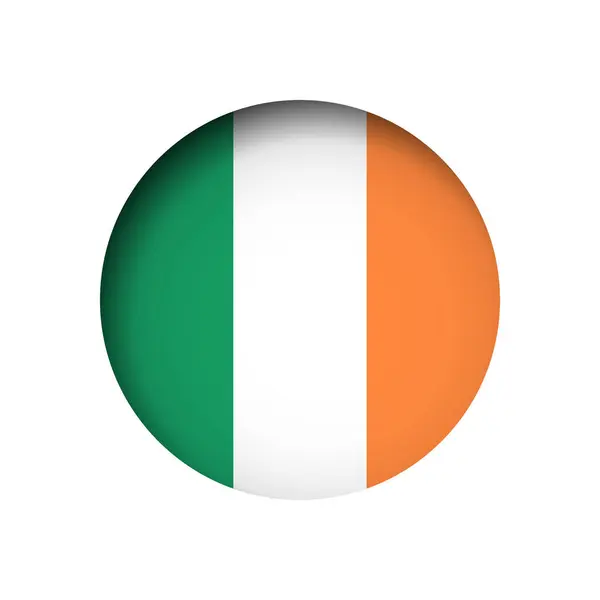 Irland Flagga Bakom Den Skurna Cirkeln Pappershål Med Inre Skugga — Stock vektor