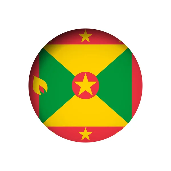 Grenada Flag Cut Circle Paper Hole Inner Shadow — Stock Vector