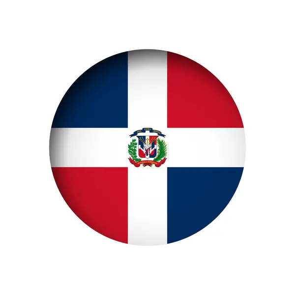 ドミニカ共和国の旗 内部の影が付いているカットされた円の紙の穴の後ろ — ストックベクタ