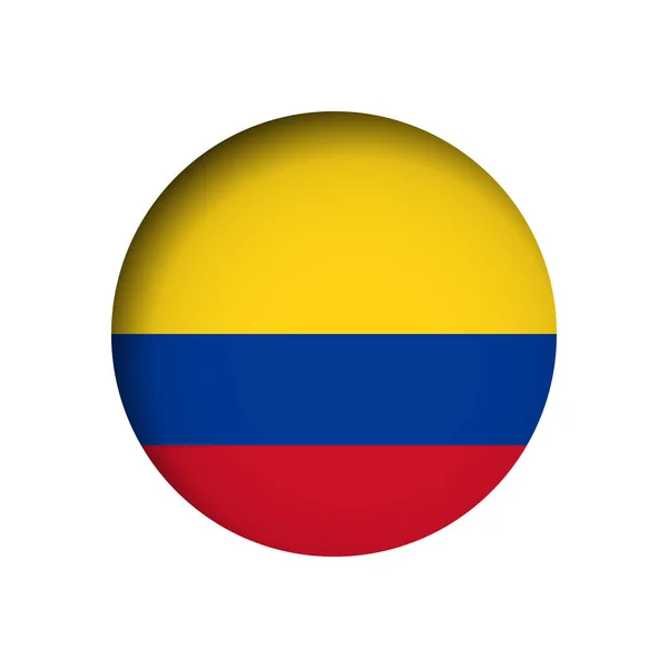 Colombia Bandiera Dietro Buco Carta Cerchio Tagliato Con Ombra Interna — Vettoriale Stock