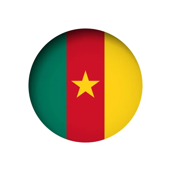 Kamerun Flagge Hinter Dem Abgeschnittenen Kreis Papierloch Mit Innerem Schatten — Stockvektor
