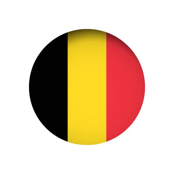 Belgium Flag Cut Circle Paper Hole Inner Shadow — Stock Vector
