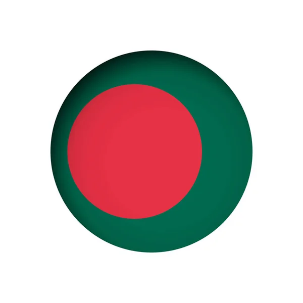 Флаг Бангладеш Круглой Бумажной Дырой Внутренней Тенью — стоковый вектор