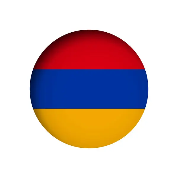 Bandiera Armenia Dietro Buco Carta Cerchio Tagliato Con Ombra Interna — Vettoriale Stock