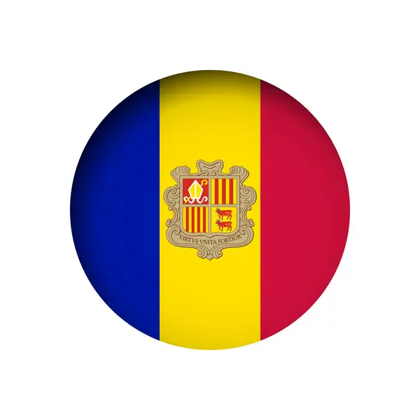 Andorra Zászló Mögött Vágott Kör Papír Lyuk Belső Árnyékban — Stock Vector