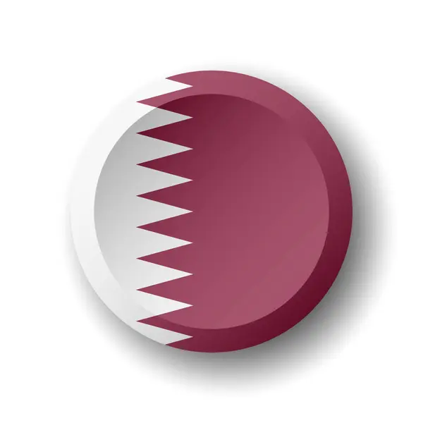 Qatar Flag Circle Button Dropped Shadow Vector Icon — Stock Vector