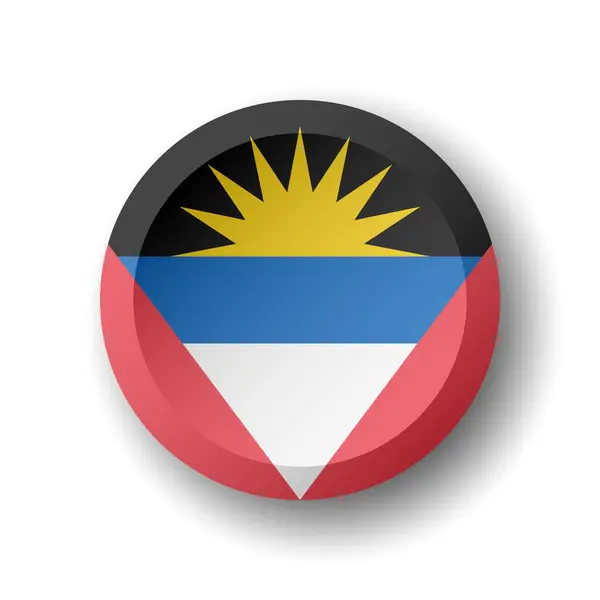 Antigua Barbuda Bandera Botón Círculo Con Sombra Caída Icono Del — Vector de stock