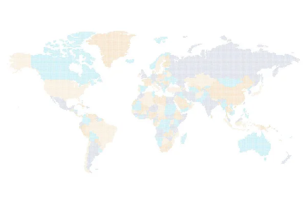 Mapa Mundial Político Punteado Pixel Mosaic Rounded Squares Esquema Cuatro — Vector de stock