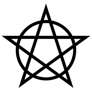 Pentagram circumscribed by a circle. Five-pointed star sign. Magical symbol of faith. Simple flat black illustration. clipart