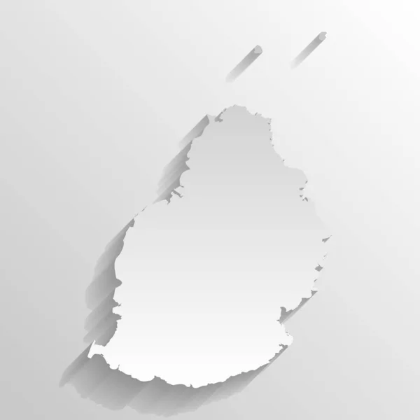 モーリシャス国のシルエット 詳細な地図だ 白いカントリーシルエットとともにドロップ長い影でベージュの背景 — ストックベクタ