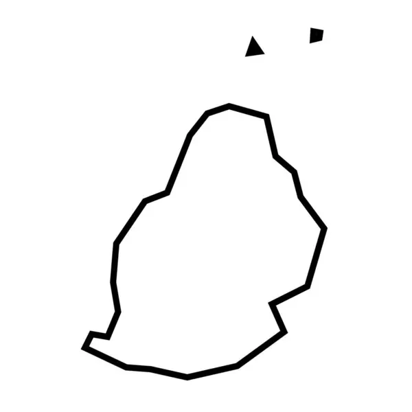 モーリシャスの国は厚い黒い輪郭のシルエットをしています 簡略化された地図 ホワイトバックグラウンドで隔離されたベクトルアイコン — ストックベクタ