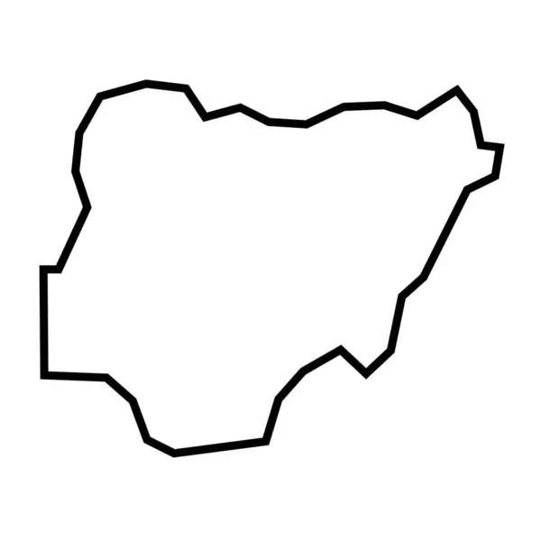 ナイジェリアの国は厚い黒い輪郭のシルエット 簡略化された地図 ホワイトバックグラウンドで隔離されたベクトルアイコン — ストックベクタ