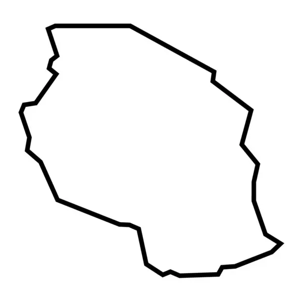 タンザニアの国は厚い黒い輪郭のシルエットをしています 簡略化された地図 ホワイトバックグラウンドで隔離されたベクトルアイコン — ストックベクタ