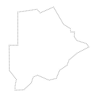 Botswana country simplified map. Black dotted outline contour. Simple vector icon. clipart