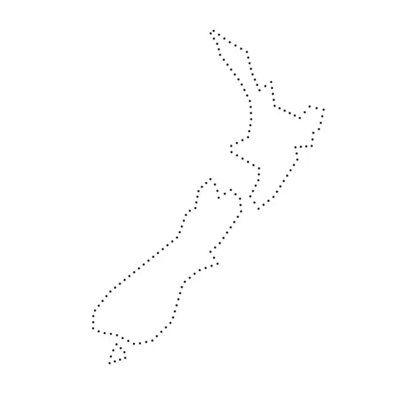 新西兰国家简化地图 黑点轮廓轮廓 简单的矢量图标 — 图库矢量图片