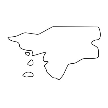 Guinea-Bissau country simplified map. Thin black outline contour. Simple vector icon clipart