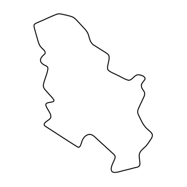 Servië Land Vereenvoudigde Kaart Dunne Zwarte Omtrek Eenvoudig Vectorpictogram — Stockvector